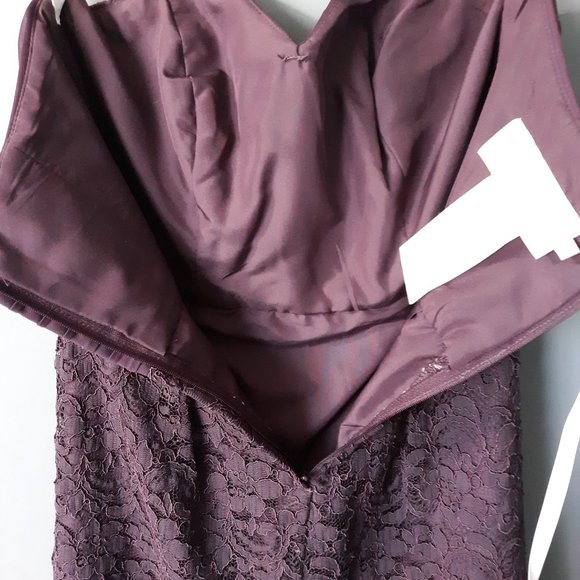 David's Bridal Plum size 4 strapless cocktail dress with lace - Picture 5 of 5